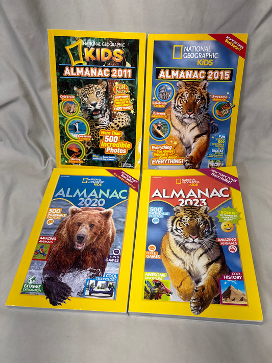 4 Nat Geo Kids Almanacs 2011, 2015, 2020, 2023