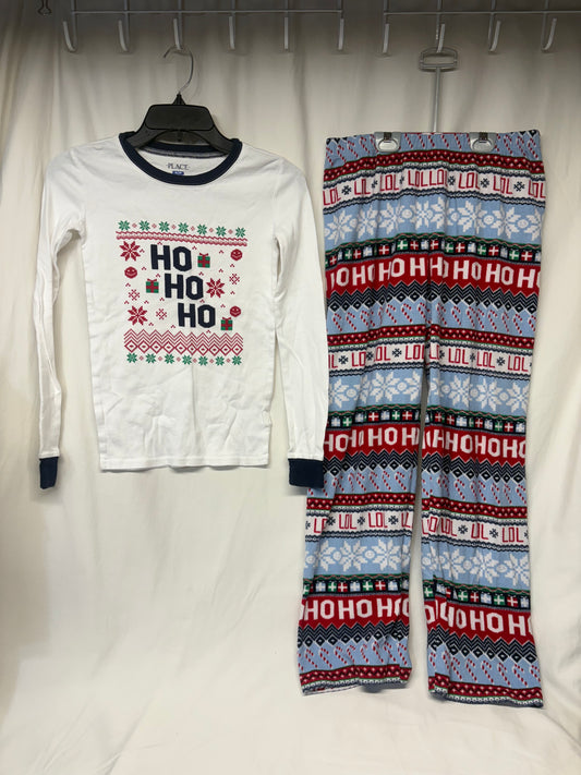 CP Ho Ho Ho 2pc PJ fleece bottom & knit - size Youth - 14 (XL)