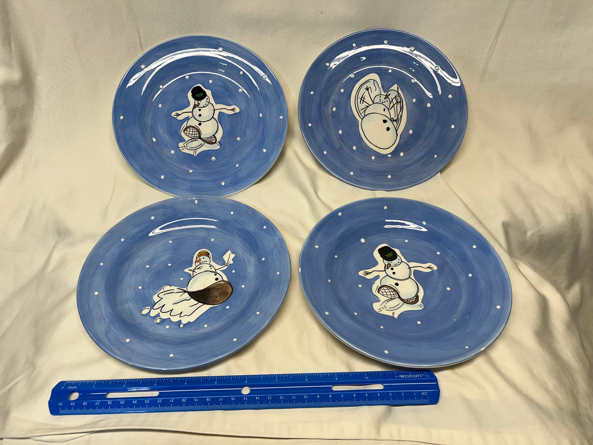 NEW set of 4 Brushes 8 appetizer plates blue w/