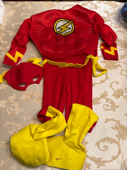 Flash costume GUC stains on boot cover - size Youth - 8 (M)