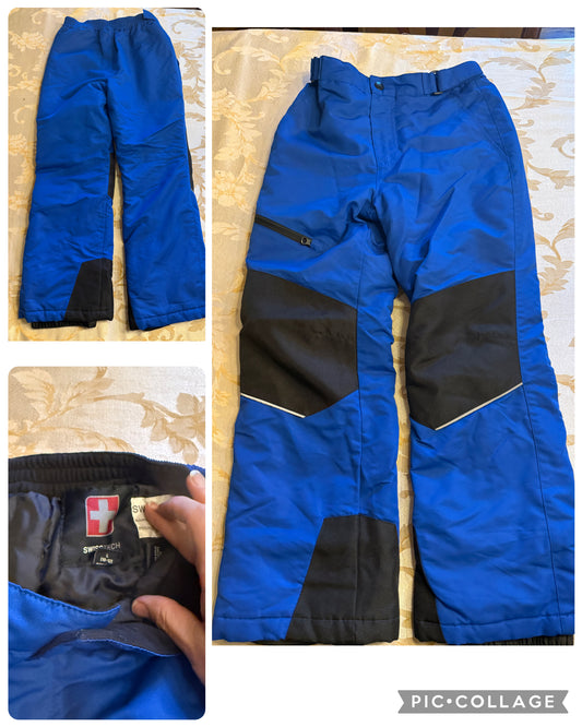 Blue snow pants VGUC Black patches adjustable - size Youth - 10 (L)