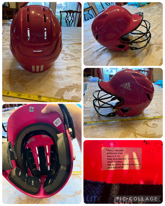 Adidas softball helmet Pink sz 6-6.5 youth