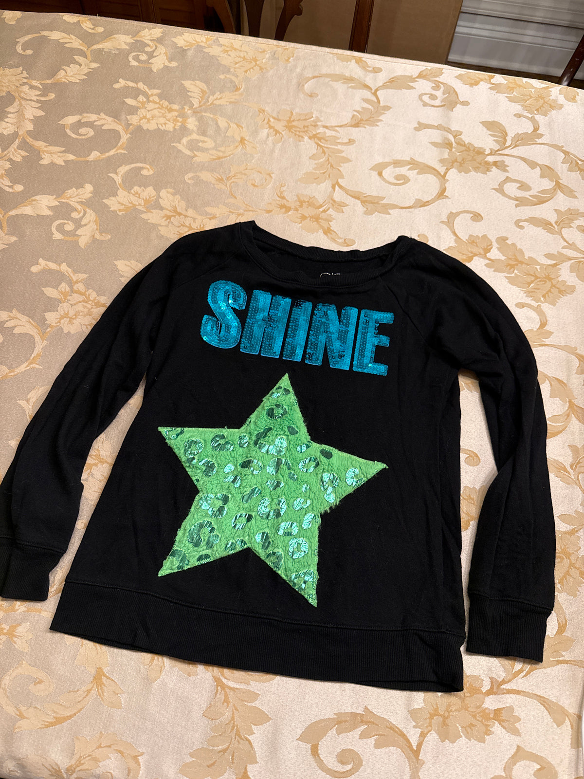Justice black crewneck Shine star VGUC - size Youth - 12 (L)