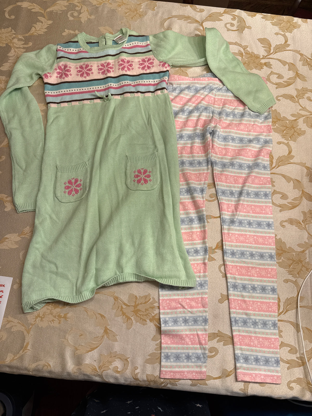 Gymboree 2pc mint VGUC Sweater & Leggings - size Youth - 12 (L)