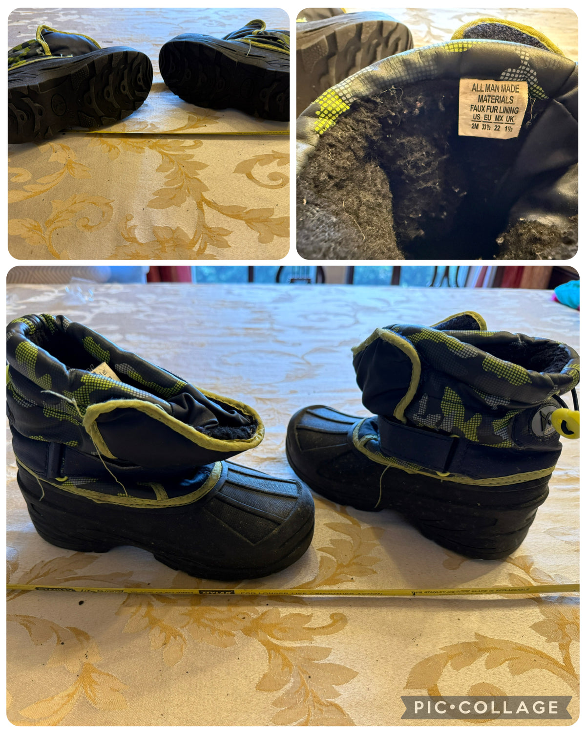Winter boot GUC BLACK/yellow camo - size Shoes - Kids 2