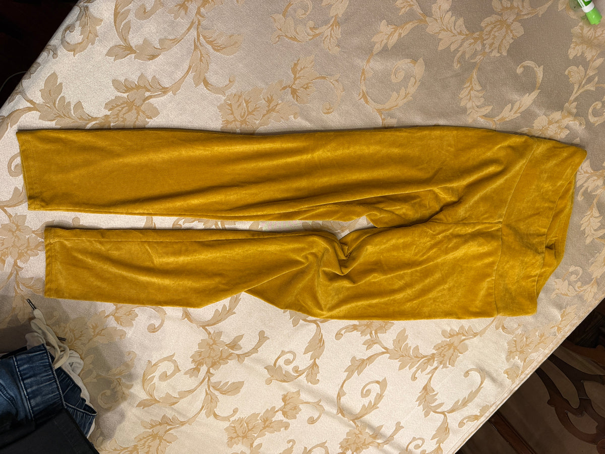 Yellow textured leggings VGUC thick - size Junior - L (11/13)