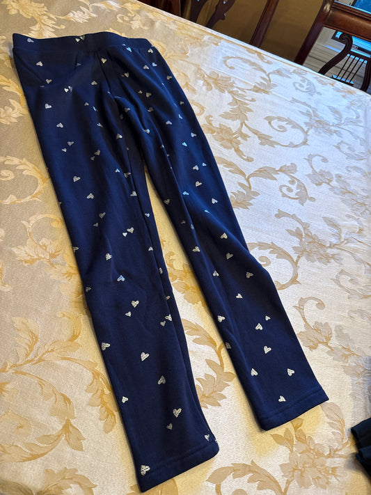 Navy heart  GUC Lined leggings - size Youth - 14 (XL)