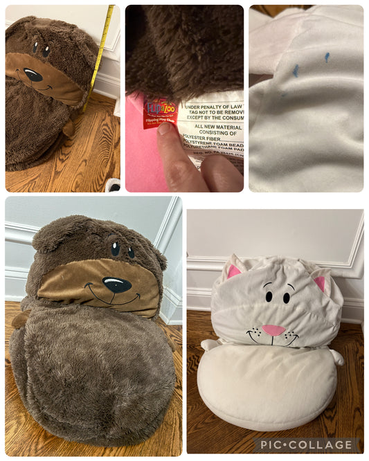 FlipaZoo toddler chair Puppy/kitty beanbag GUC