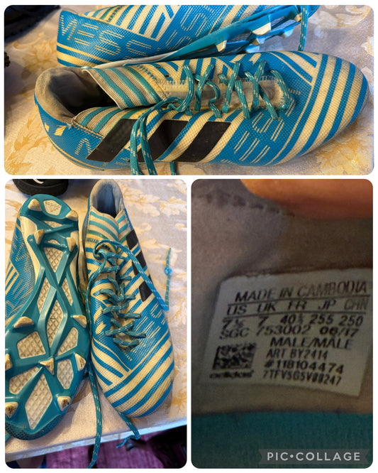 Adidas soccer cleats Blue Messi VGUC - size Shoes - Adult 7 1/2