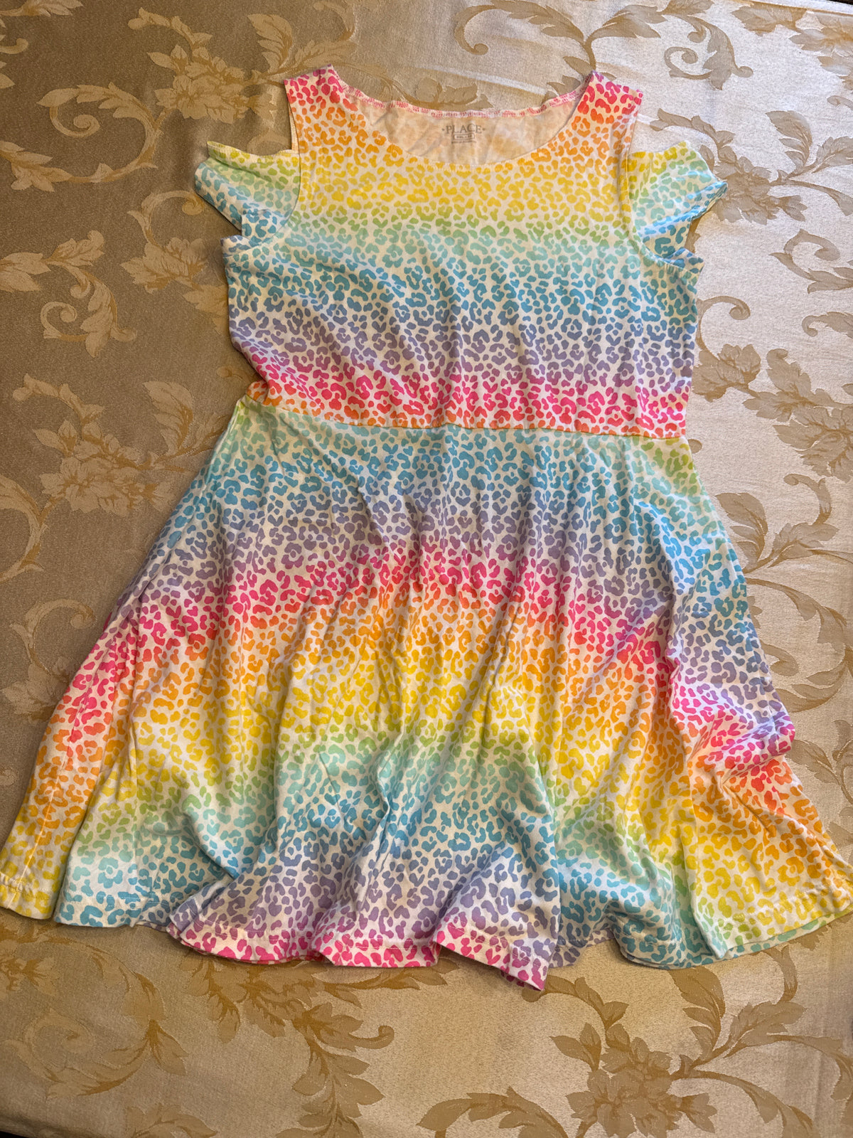 CP rainbow cheetah Play dress EUC - size Youth - 16 (XL)