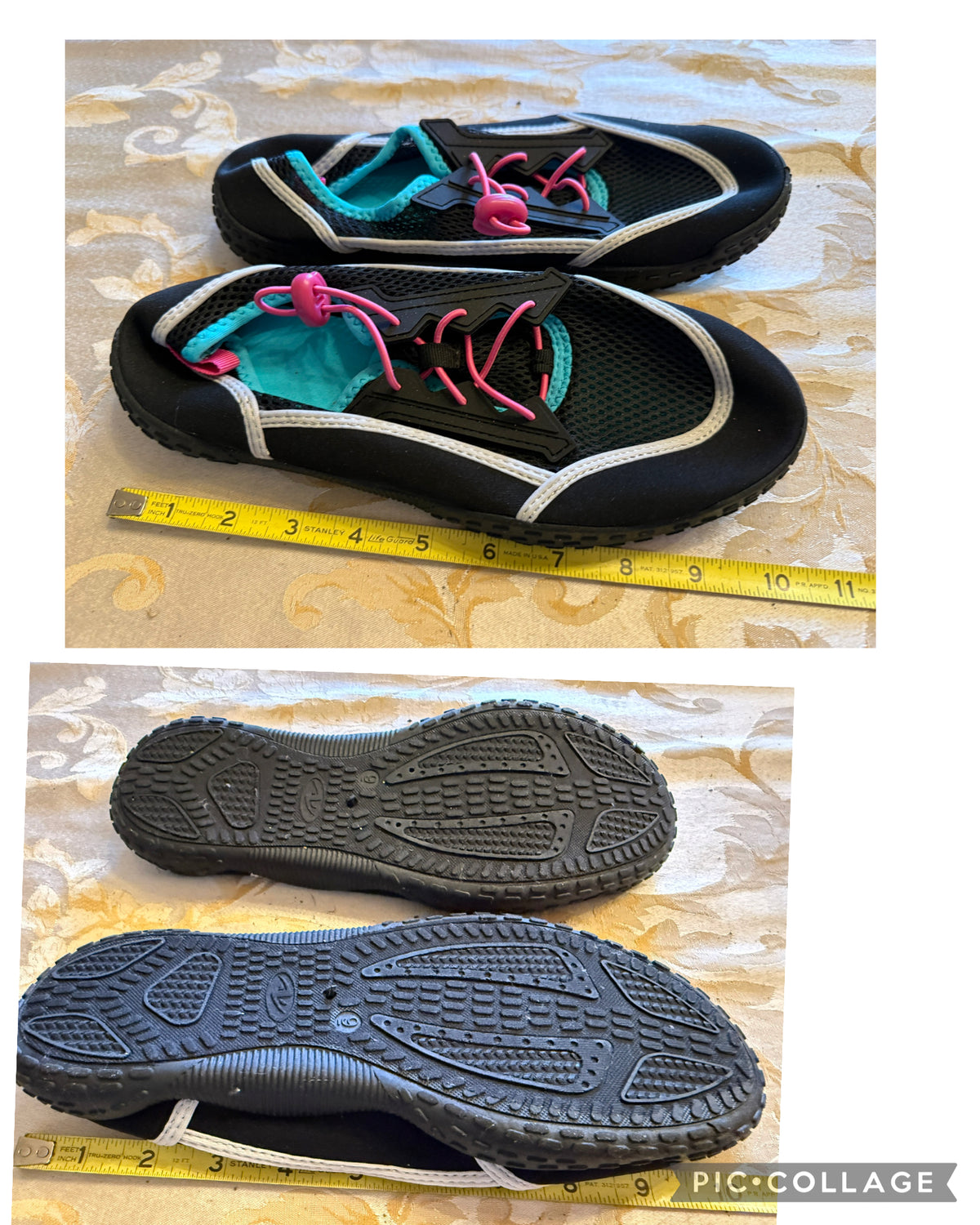 Water shoes sz 9 VGUC teal & pink accents
