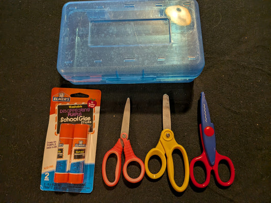 Random set school Supplies in pencil box