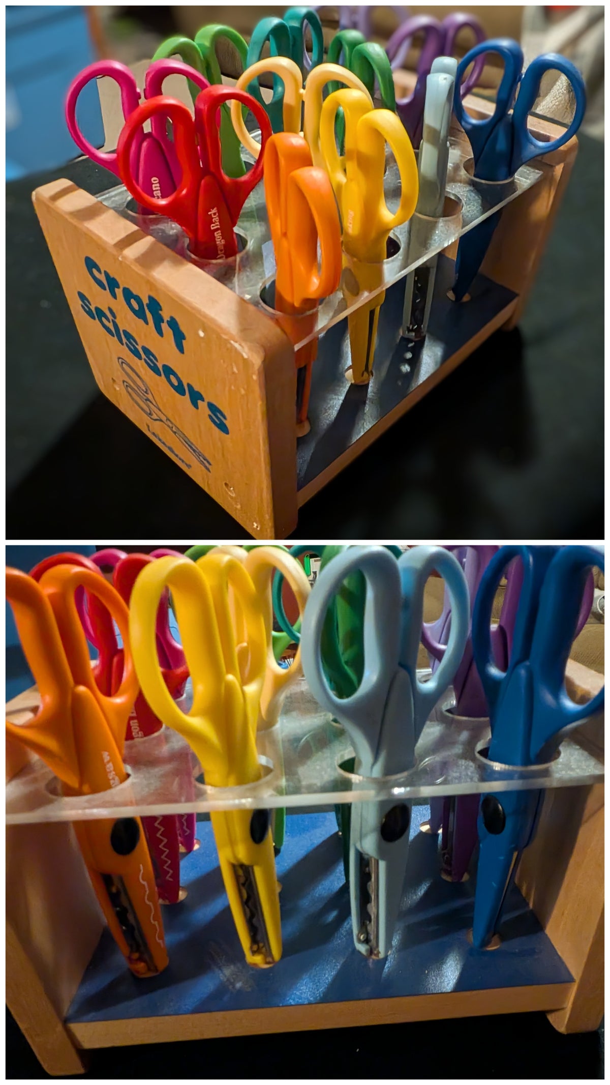 12 scissors in holder Cuts different patterns!