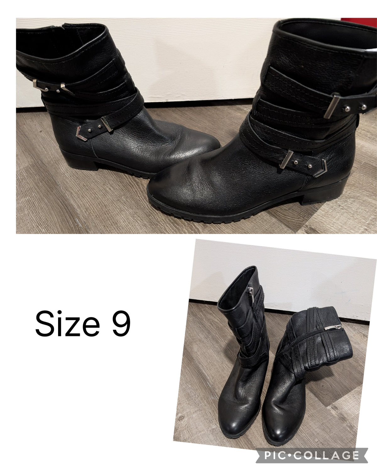Essex Lane Black Boots Buckles VGUC - size Shoes - Adult 9
