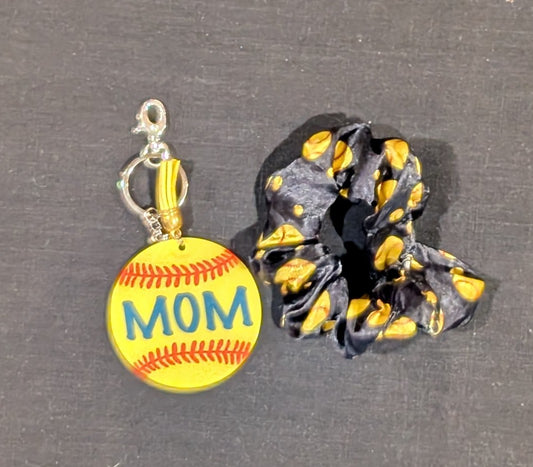 Softball Scrunchie + Mom Purse Charm