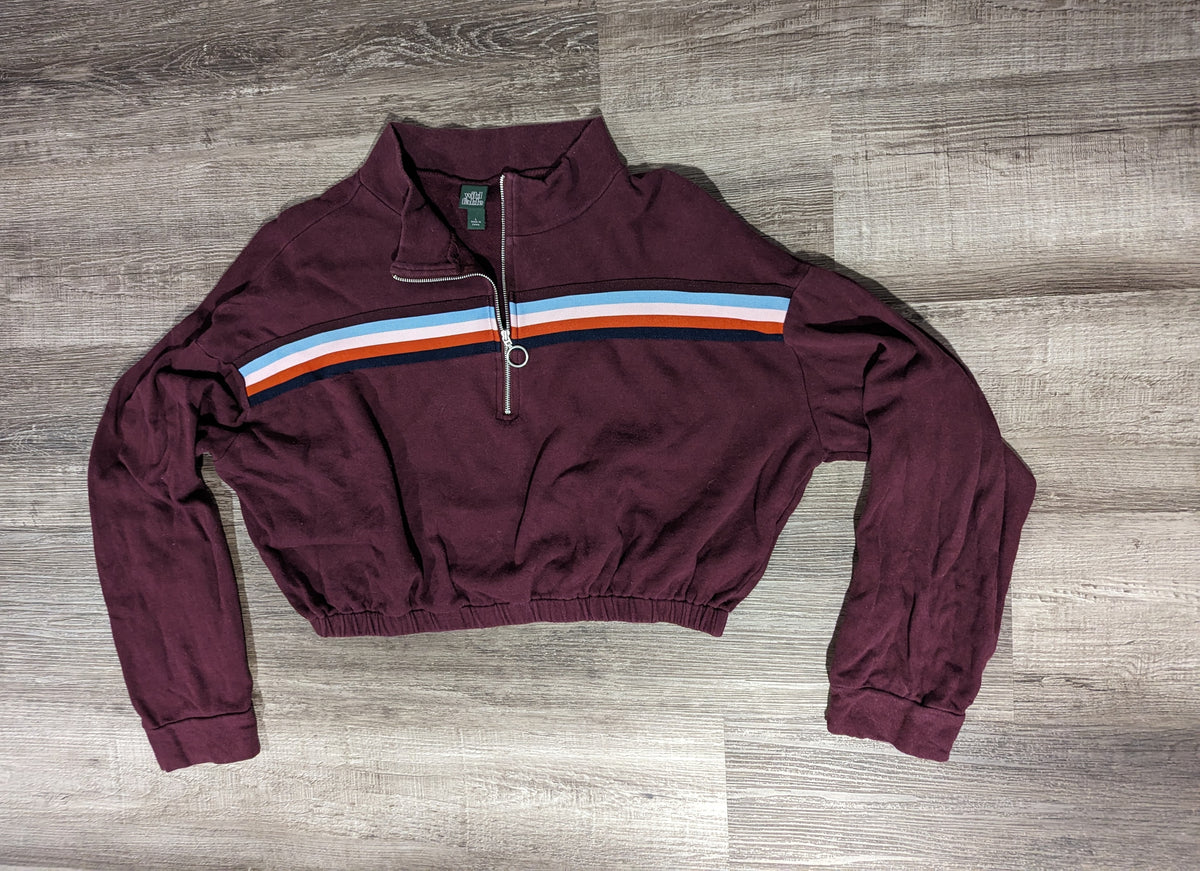 Maroon Crop Quarter Zip Wild Fable - size Junior - L (11/13)