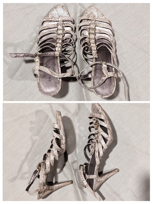 Tan mock snakeskin sandals by Dressbarn - size Shoes - Adult 8 1/2