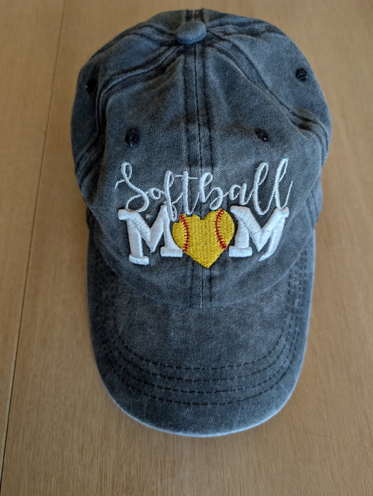 Softball Mom Grey adjustable cap