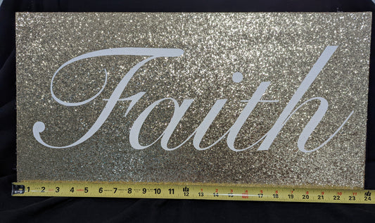 Faith gold sparkle wall art 24 in x 12 in