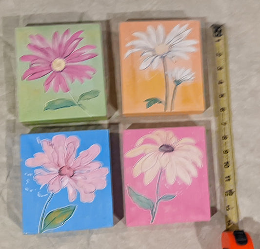 Set of 4 flower prints 6x6 each