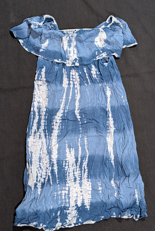 Blue/White Tye Dye Off Shoulder Dress - size Junior - S (3/5)