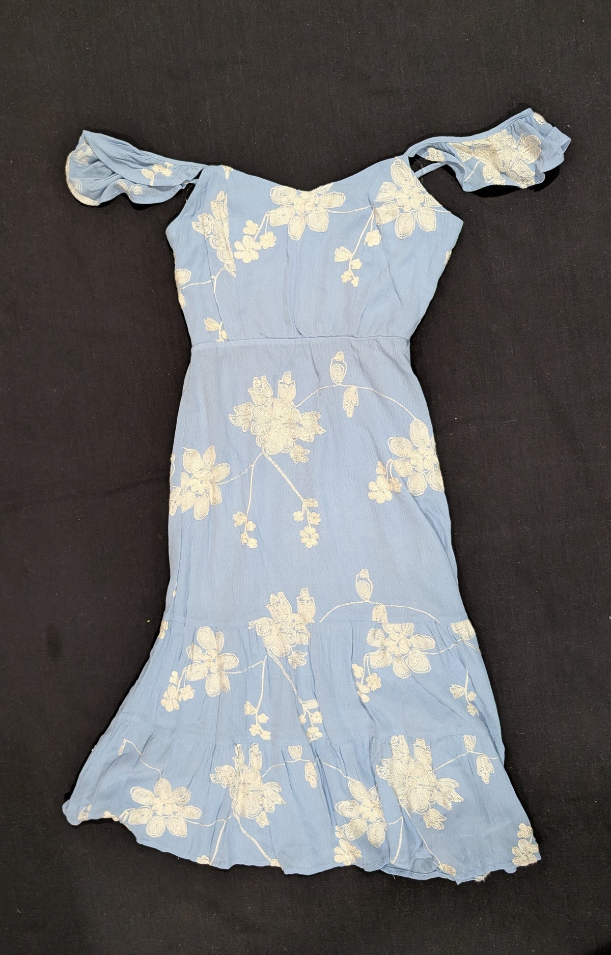 Lt Blue w/White Flowers Sundress VGUC - size Junior - S (3/5)