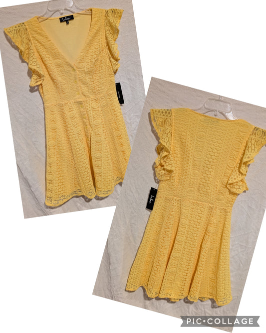 NWT Yellow Lace Dress Lulu's - size Junior - S (3/5)