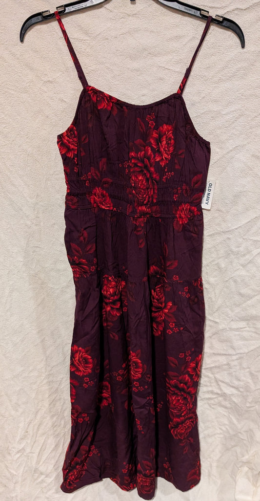 NWT Old Navy Sundress Red floral Adj Straps - size Junior - XS (0/1)