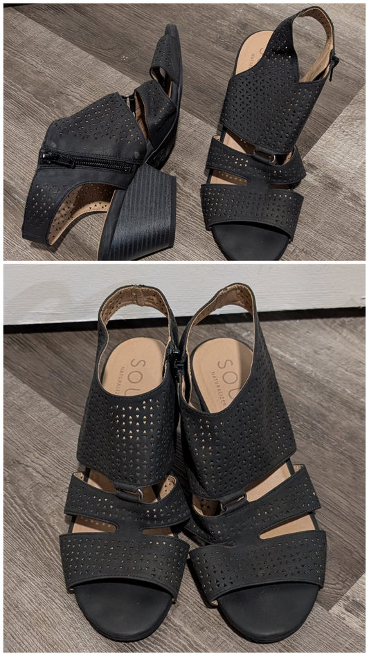 Naturalizer Soul Sandals Black Wedge - size Shoes - Adult 8 1/2