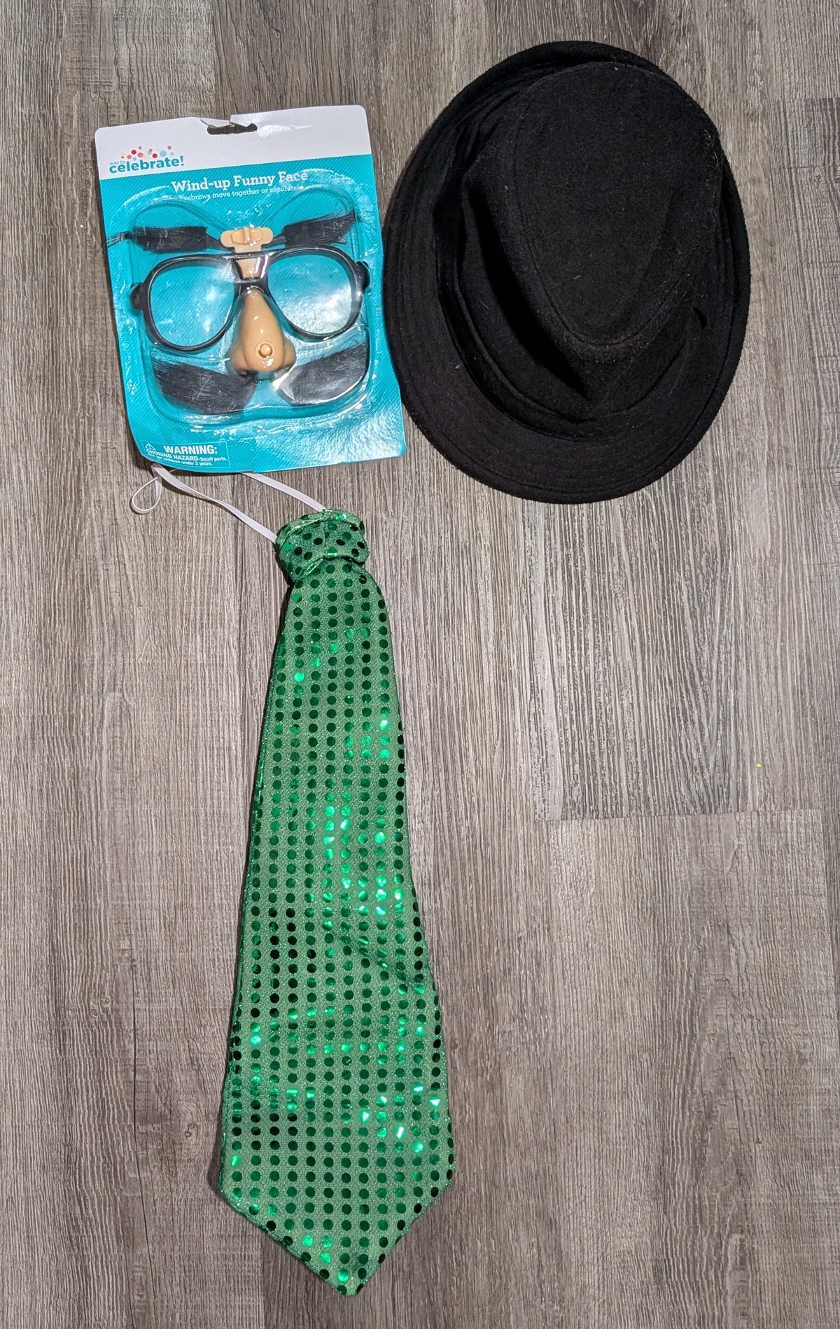 Black Fedora, Green Tie & NIB Funny Face