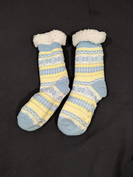 Fuzzy Socks Blue/Yellow/White