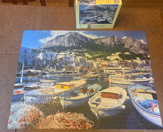 Boat scene w/Mountain 1000 pc Big Ben puzzle