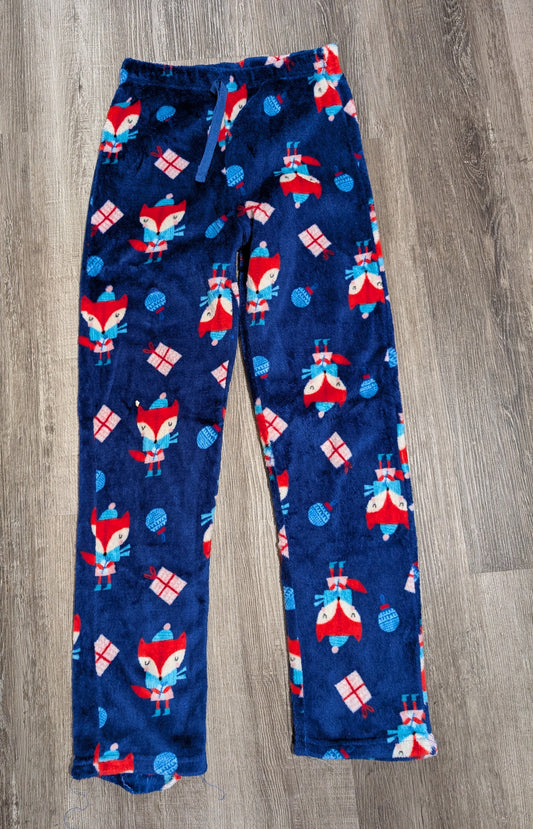 Dk Blue Pajama Pants Fox Xmas print VGUC - size Junior - M (7/9)