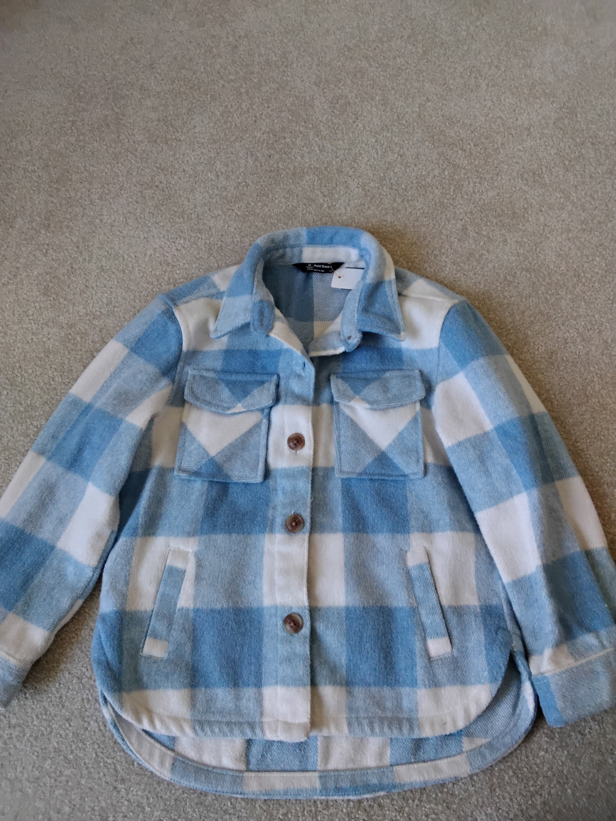 Blue plaid heavy shirt/jacket - size Youth - 6 (S)