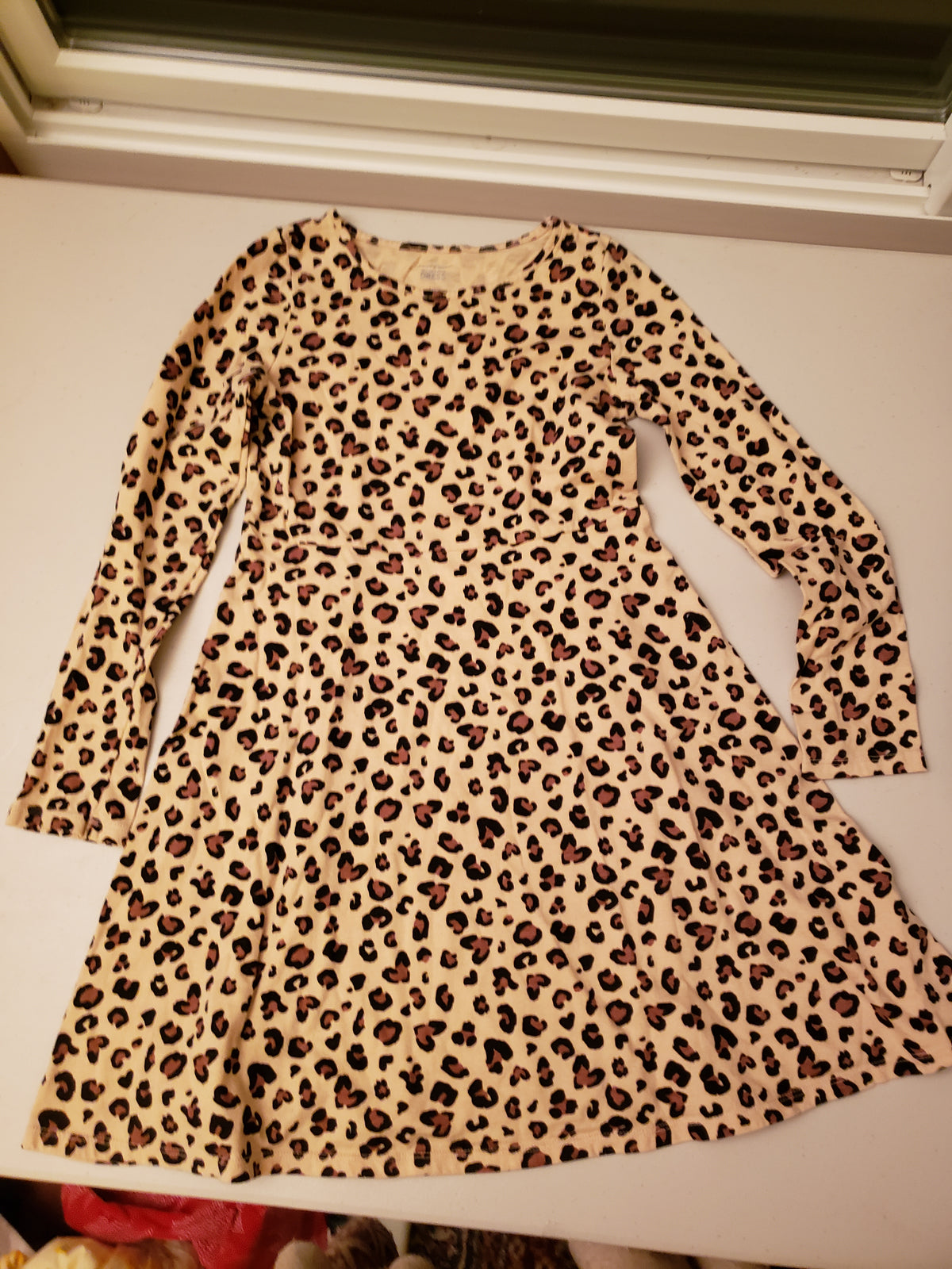 LS leopard print dress, NWOT - size Youth - 10 (L)