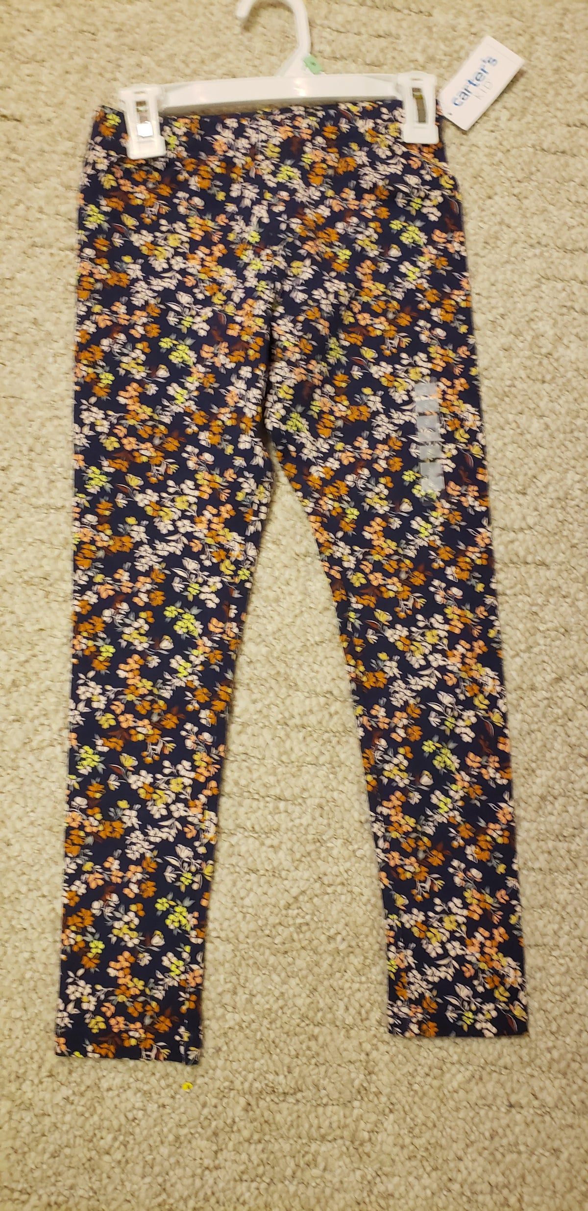 *NEW* Carters pants Dark blue w/flowers - size Youth - 8 (M)