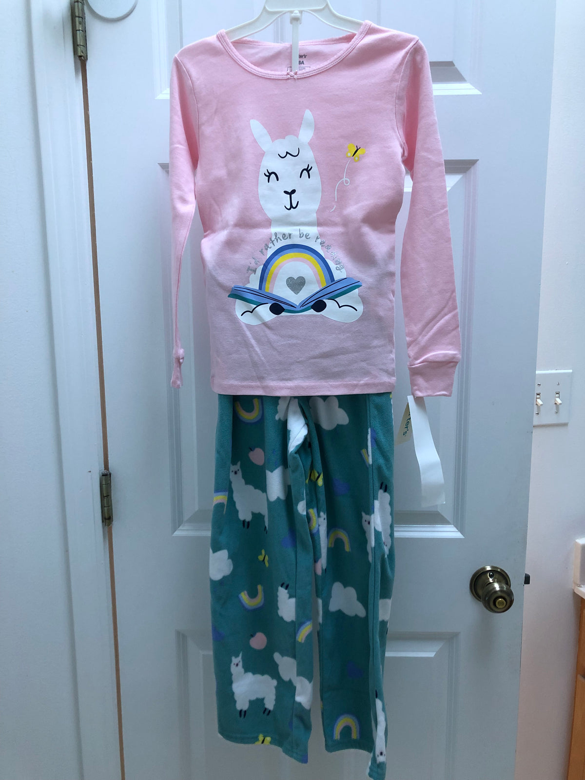 2 piece pajama fleece. Llama. Top is new - size Youth - 8 (M)