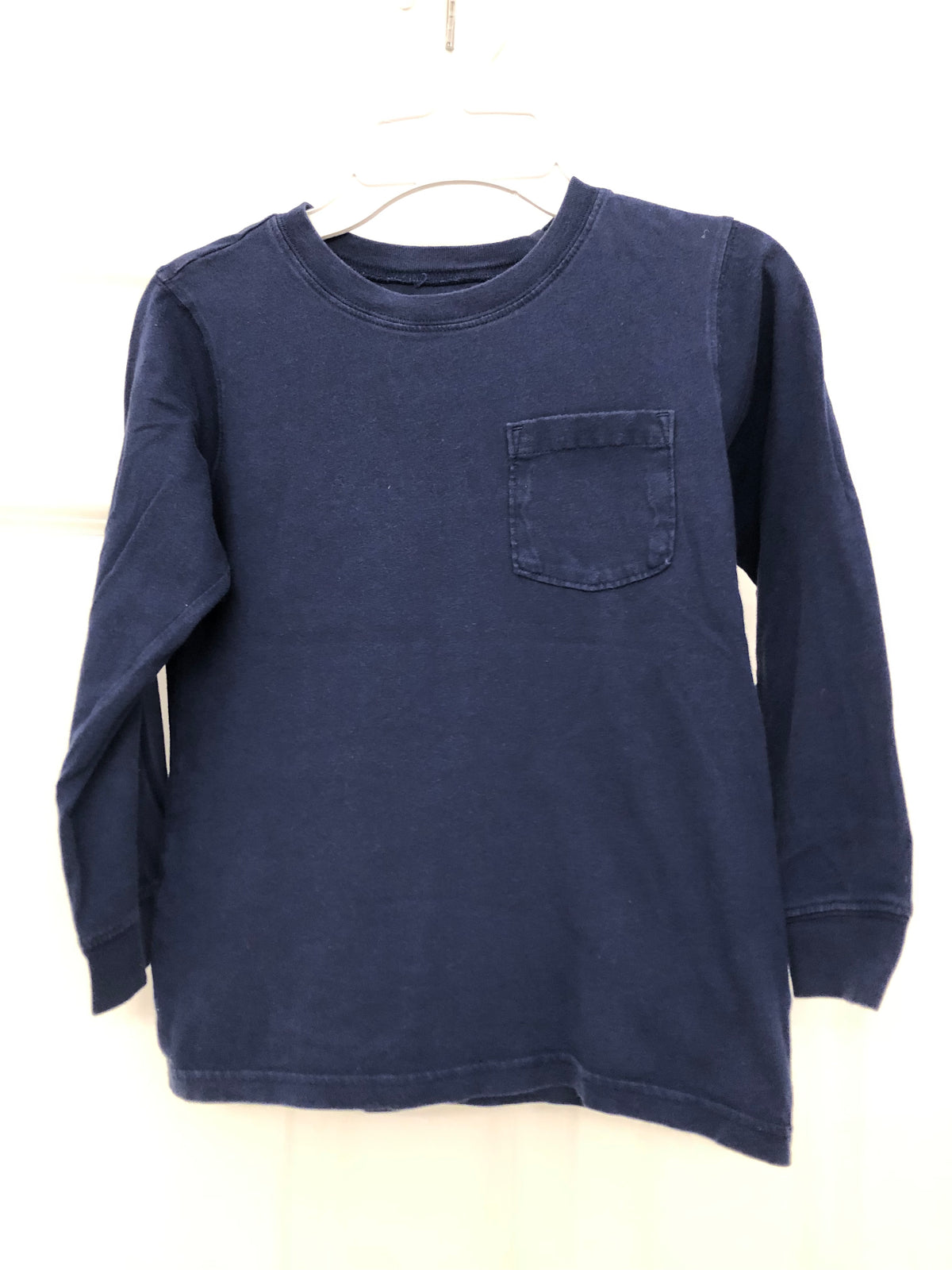 Long sleeve tee navy blu 100% cotton - size Youth - 6 (S)