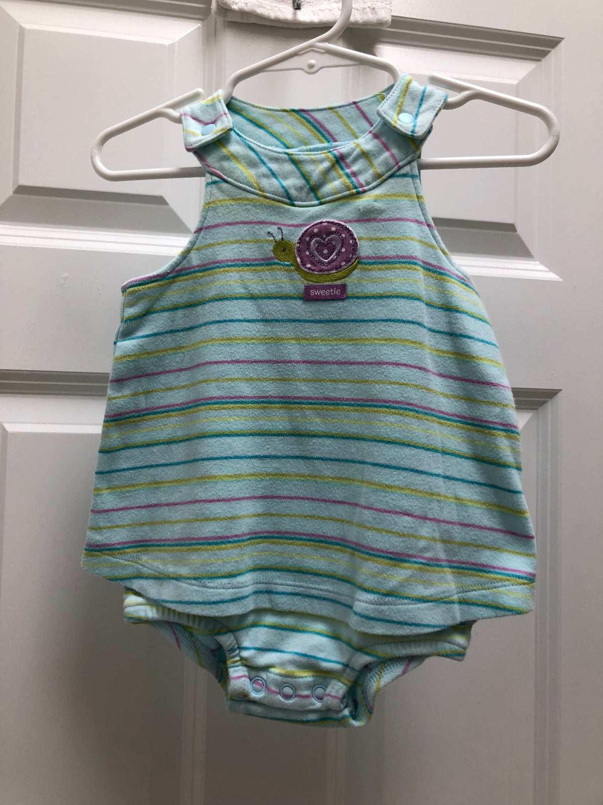 StripedTurquoise onesie cute! - size Month - 6-9 / 9M