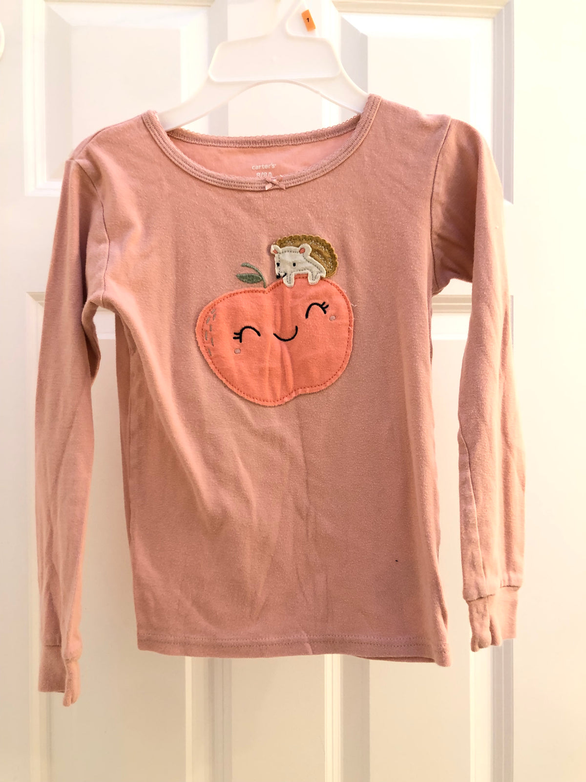 Pink long sleeve tee Cotton. Apple - size Youth - 8 (M)