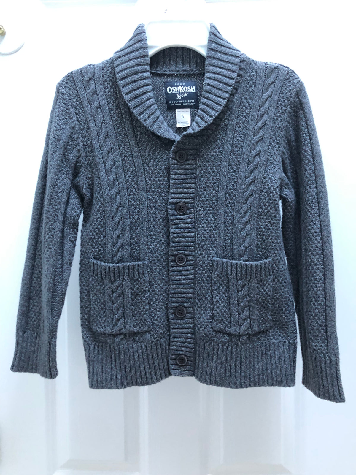 New Oshkosh jacket Gray cardigan - size Youth - 8 (M)