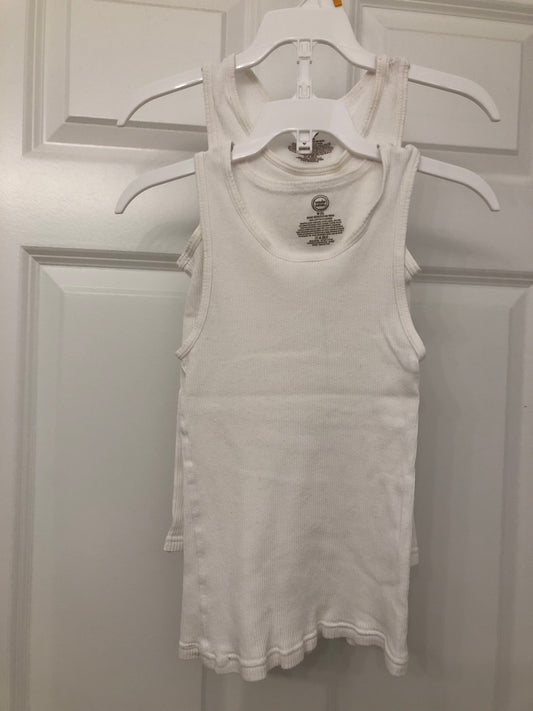 Set of 2 white tanks 100 cotton - size Youth - 6 (S)