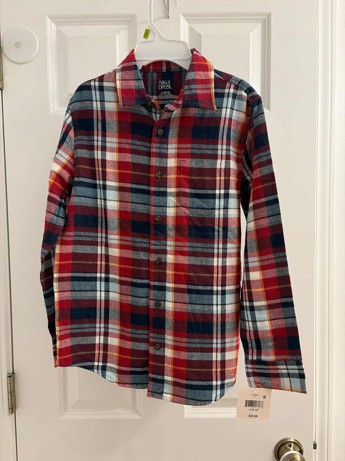 New dress shirt Red blue - size Youth - 10 (L)