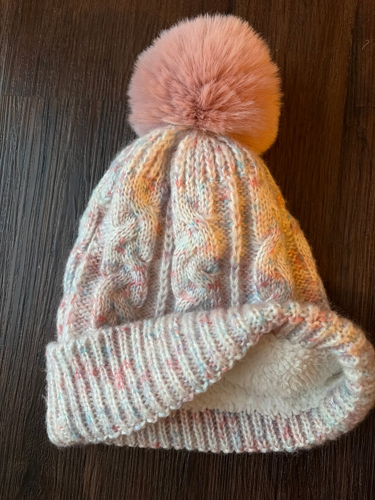 Pink winter hat Fleece lined. Warm