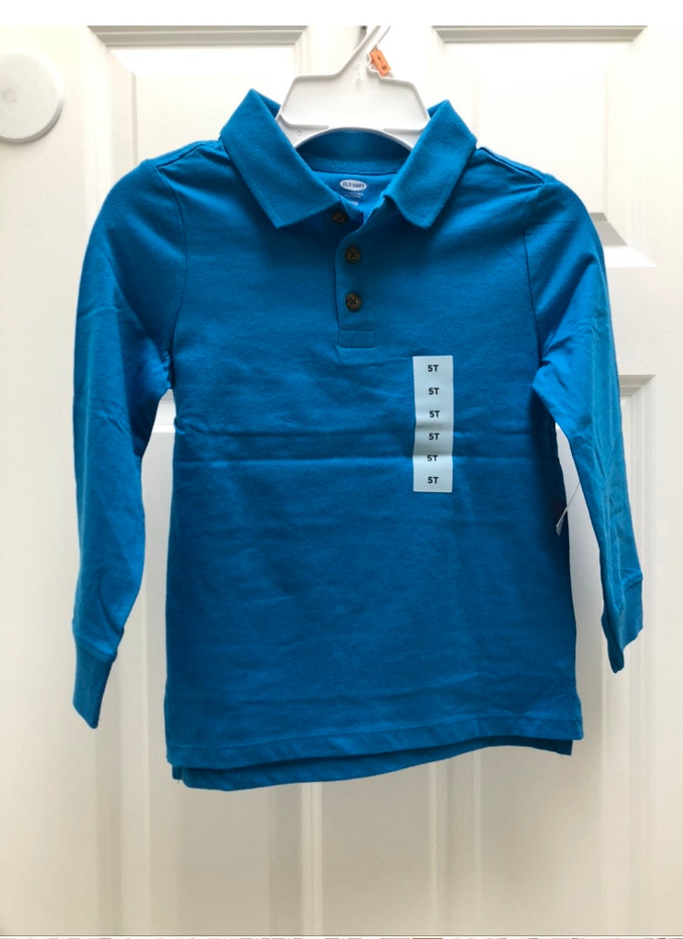 New polo blue shirt Long sleeve - size Toddler - 5T