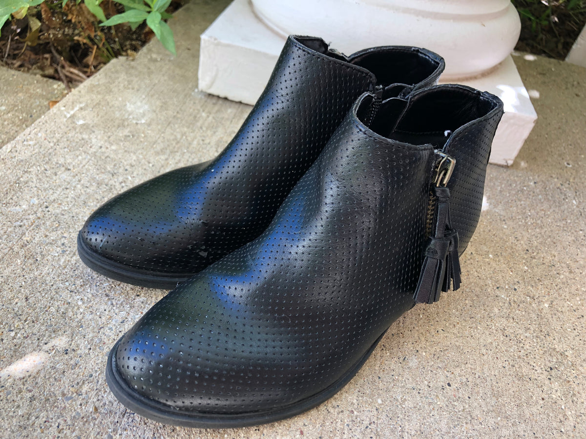 Black leather half boots cute - size Shoes - Kids 13