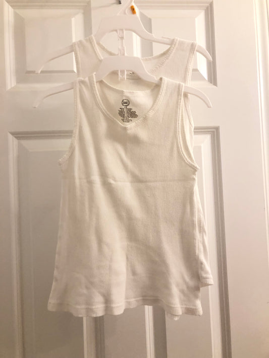 2 white tanks Cotton - size Youth - 6 (S)
