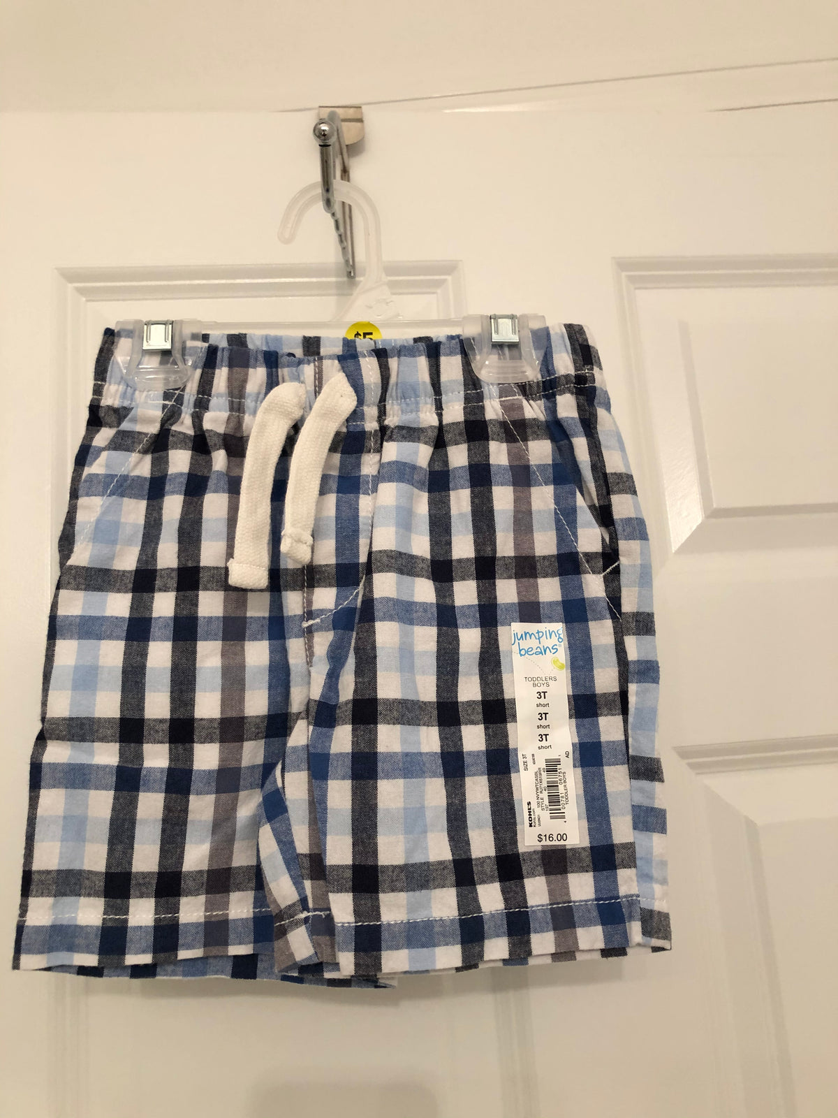 New plaid blue shorts 100% cotton - size Toddler - 3T
