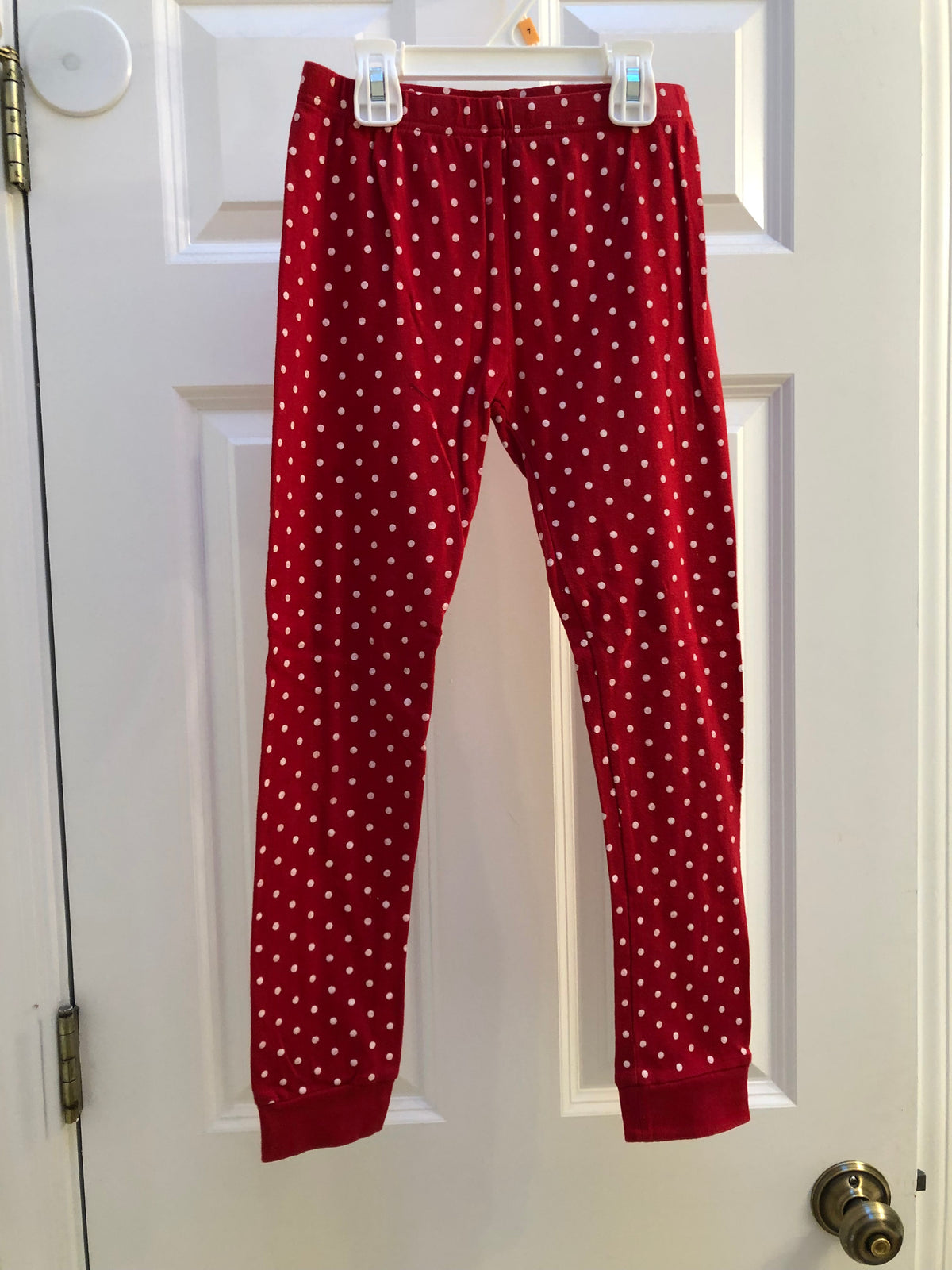 Red pajama pants Polka dots - size Youth - 7 (S)