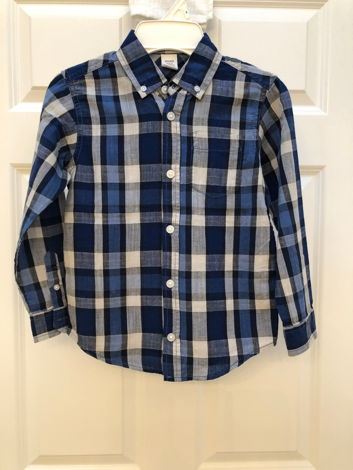 New blue drew shirt Plaid - size Youth - 4 (XS)